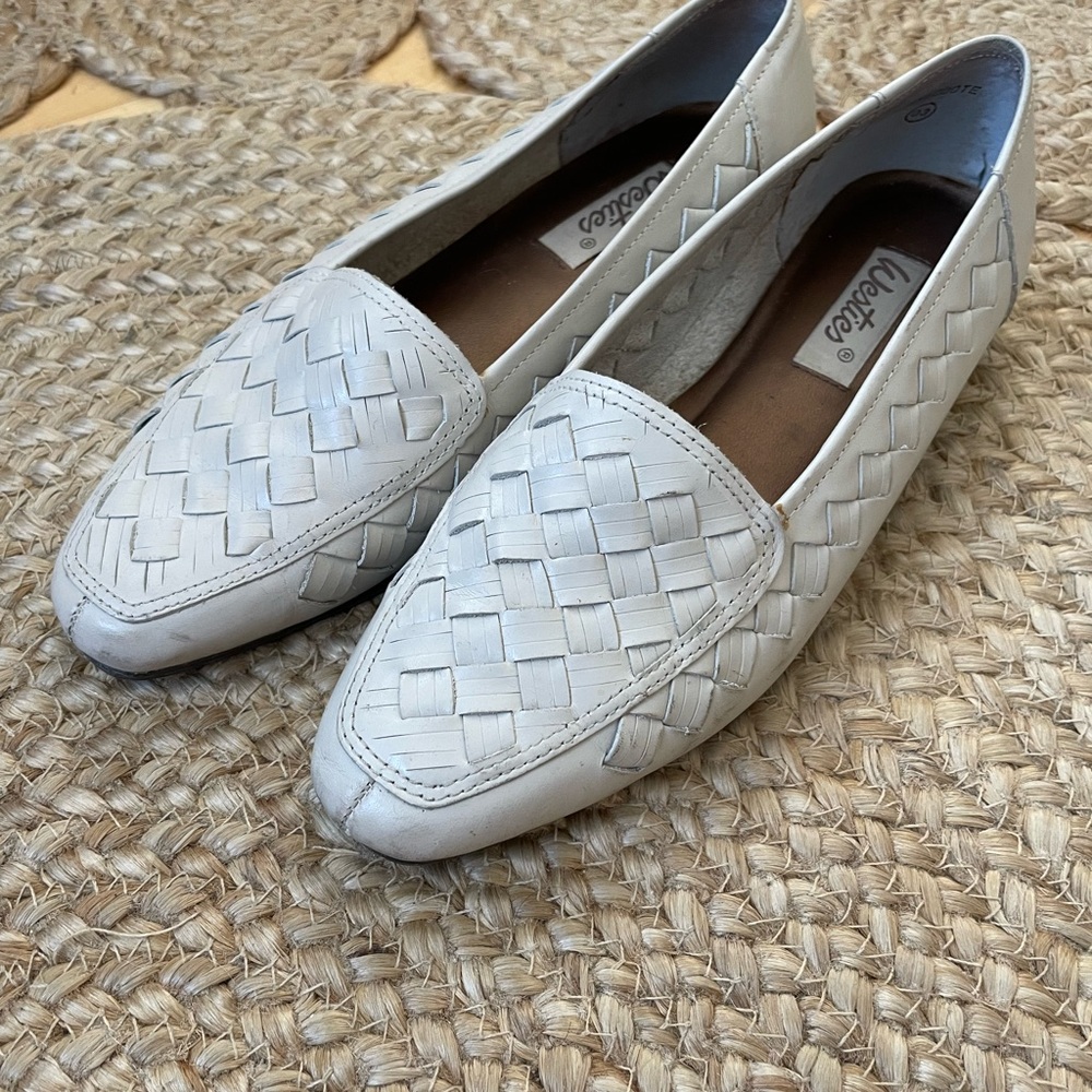 Westies Light Grey Woven Leather Flats